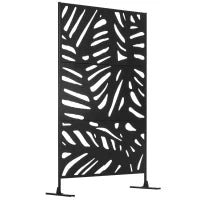 Pannello Decorativo per la Privacy da Esterno con Motivo Vegetale in Metallo, 122 x 45 x 198 cm, Nero