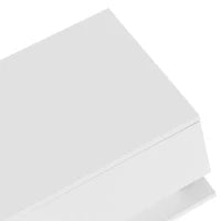 Tavolino Salotto Moderno Lucido con Illuminazione LED, con Piano in Vetro e Cassetto, Resistente ai Graffi, 100x50x32 cm, Bianco