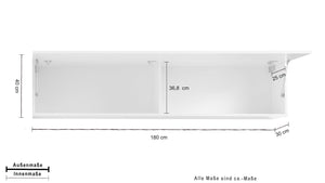 Mobile pensile MARUSKA L 180 x H 40 x P 30 cm colore bianco lucido