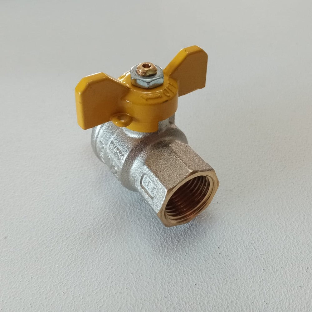 Tiemme 1/2 valvola a sfera saracinesca gas mf leva corta farfalla gialla