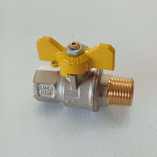 Tiemme 1/2 valvola a sfera saracinesca gas mf leva corta farfalla gialla