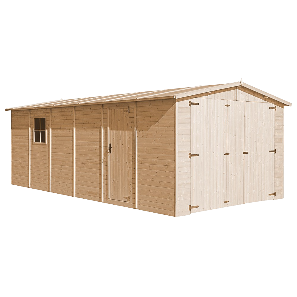 Garage in legno naturale A222x616x324 cm/18 m2 - TIMBELA M102