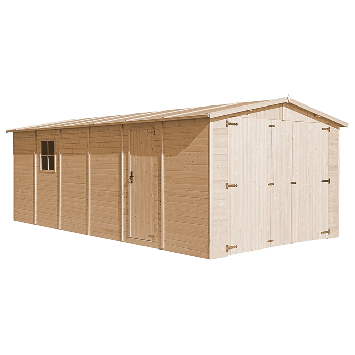 Garage in legno naturale A222x616x324 cm/18 m2 - TIMBELA M102