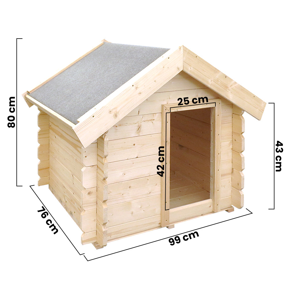 Cuccia per cani in legno da esterno - 76 x 99 x H80 cm - Timbela M401-1
