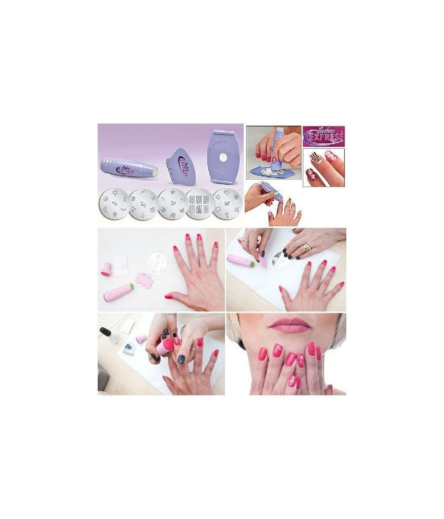 Timbro Nail Art Stampo Kit Macchina Decora Unghie + Dischi Disegno Decora Unghie         