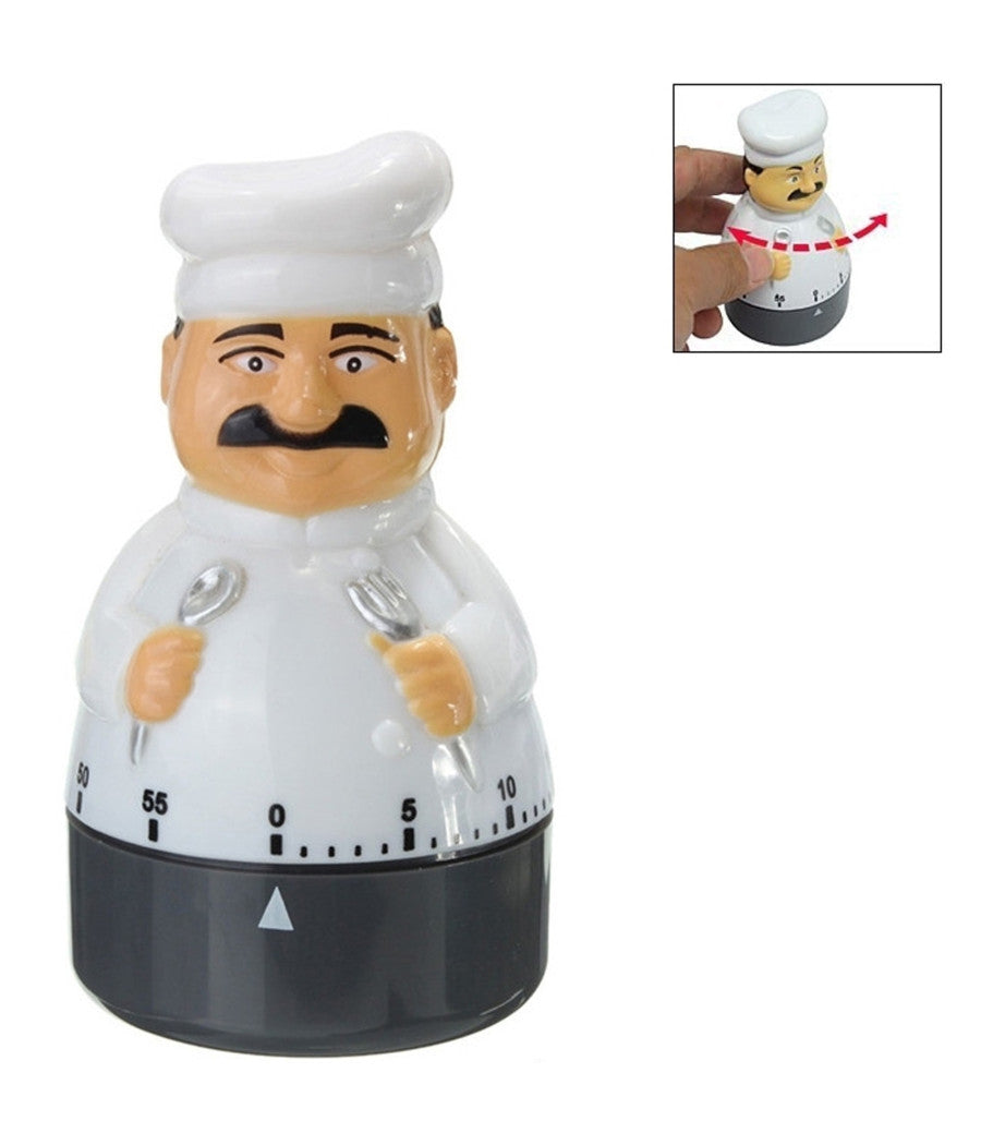 Timer Analogico Cuoco Chef 55 Minuti Orologio Da Cucina Retro' Allarme Sonoro         