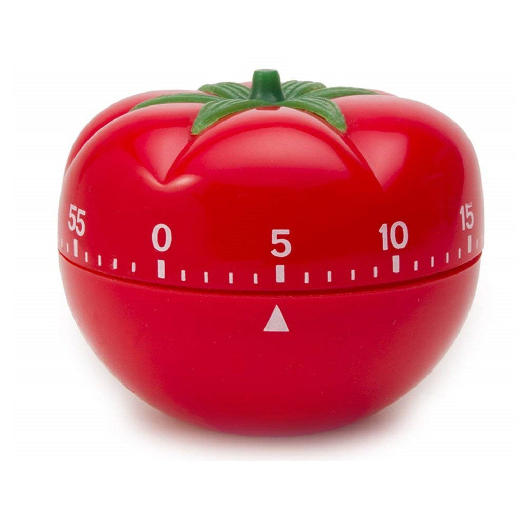 Trade Shop - Timer Analogico Pomodoro 60 Minuti Orologio Da Cucina Retro' Allarme Sonoro Rosso -