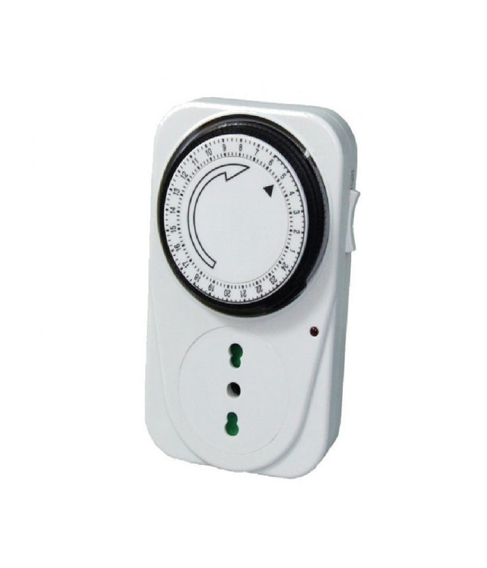 Timer Programmatore Meccanico Analogico Giornaliero Con Presa Bipasso 16a 24 Ore         