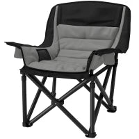 Sedia da Campeggio Pieghevole con 2 Portabicchieri e Tasche Laterali, 99x71x103 cm, Grigio e Nero