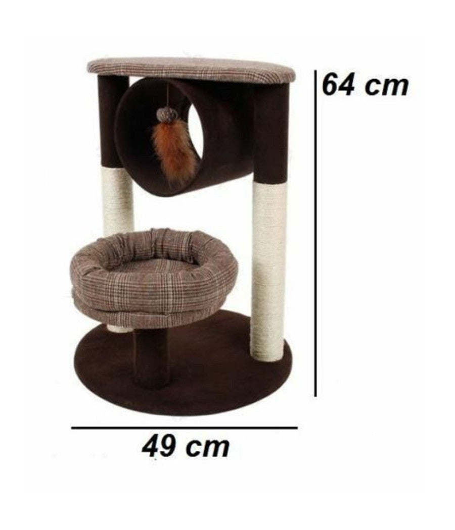 Tiragraffi A 2 Alberi Per Gatti Robusto 2 Basi Per Il Riposo Tunnel Gioco Gatto         