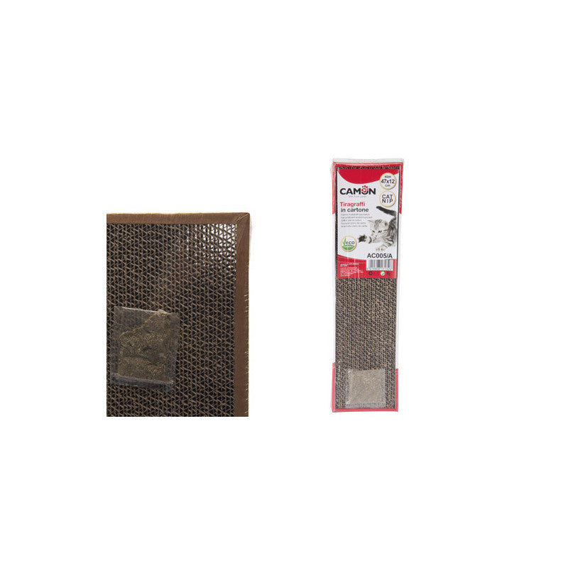 Tiragraffi Camon per gatti 47x12 cm – Cartone resistente – Con catnip incluso