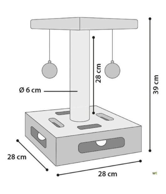 Tiragraffi Fenicottero Con Palline Sonagli In Turchese Per Gatto 28x28x37.5 Cm         