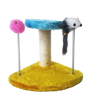 Tiragraffi Gioco A Molle Pupazzo Topo Palla Base Triangolare Palestra Per Gatti         