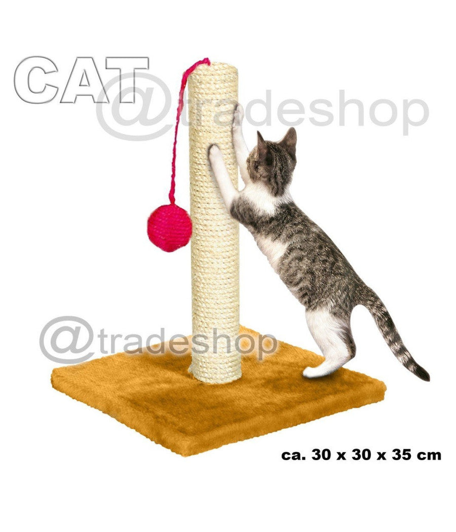 Tiragraffi In Sisal Per Unghie Gatti E Pallina Da Gioco 30 X 30 X 35 Cm         