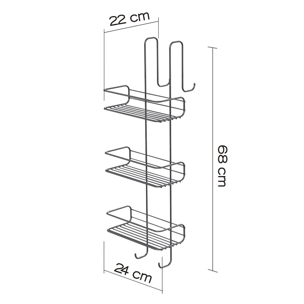 Portaoggetti appendibile da doccia Gedy 24x22x68 cm in metallo cromato 3 mensole | Tito