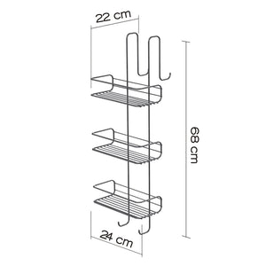 Portaoggetti appendibile da doccia Gedy 24x22x68 cm in metallo cromato 3 mensole | Tito