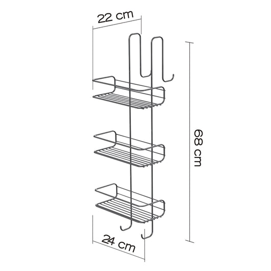 Portaoggetti appendibile da doccia Gedy 24x22x68 cm in metallo cromato 3 mensole | Tito