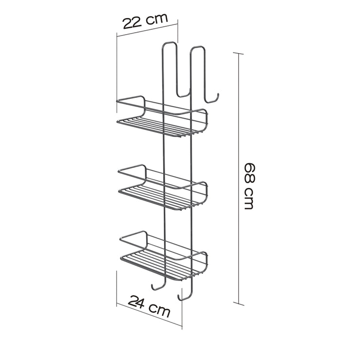 Portaoggetti appendibile da doccia Gedy 24x22x68 cm in metallo cromato 3 mensole | Tito
