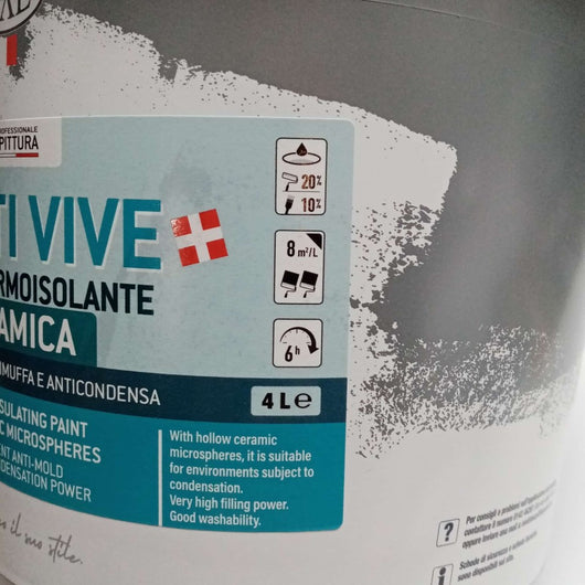 Tixe pareti vive 4lt pittura bianca opaca anticondensa termoisolante ceramica alto spessore con antimuffa lavabile per