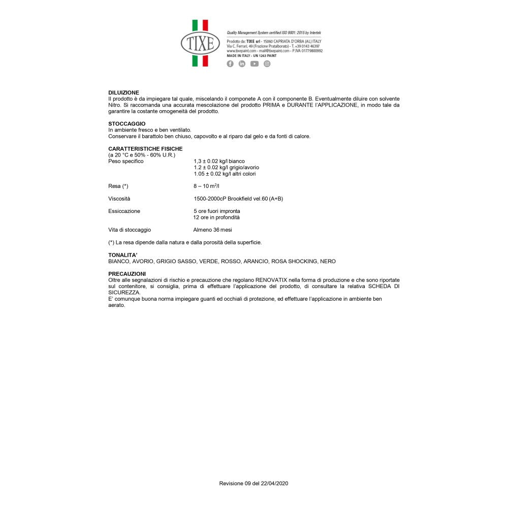 Tixe renovatix 750ml smalto bicomponente bianco cemamizzante per ceramiche e sanitari