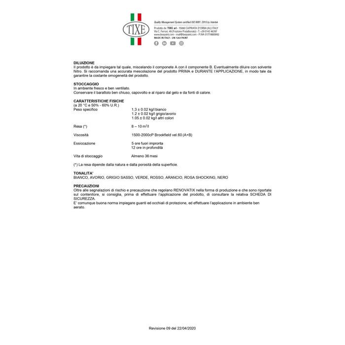 Tixe renovatix 750ml smalto bicomponente bianco cemamizzante per ceramiche e sanitari