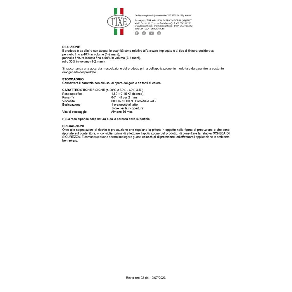 Tixe turchino 14lt idro pittura lavabile microporosa extra bianca opaca per interni