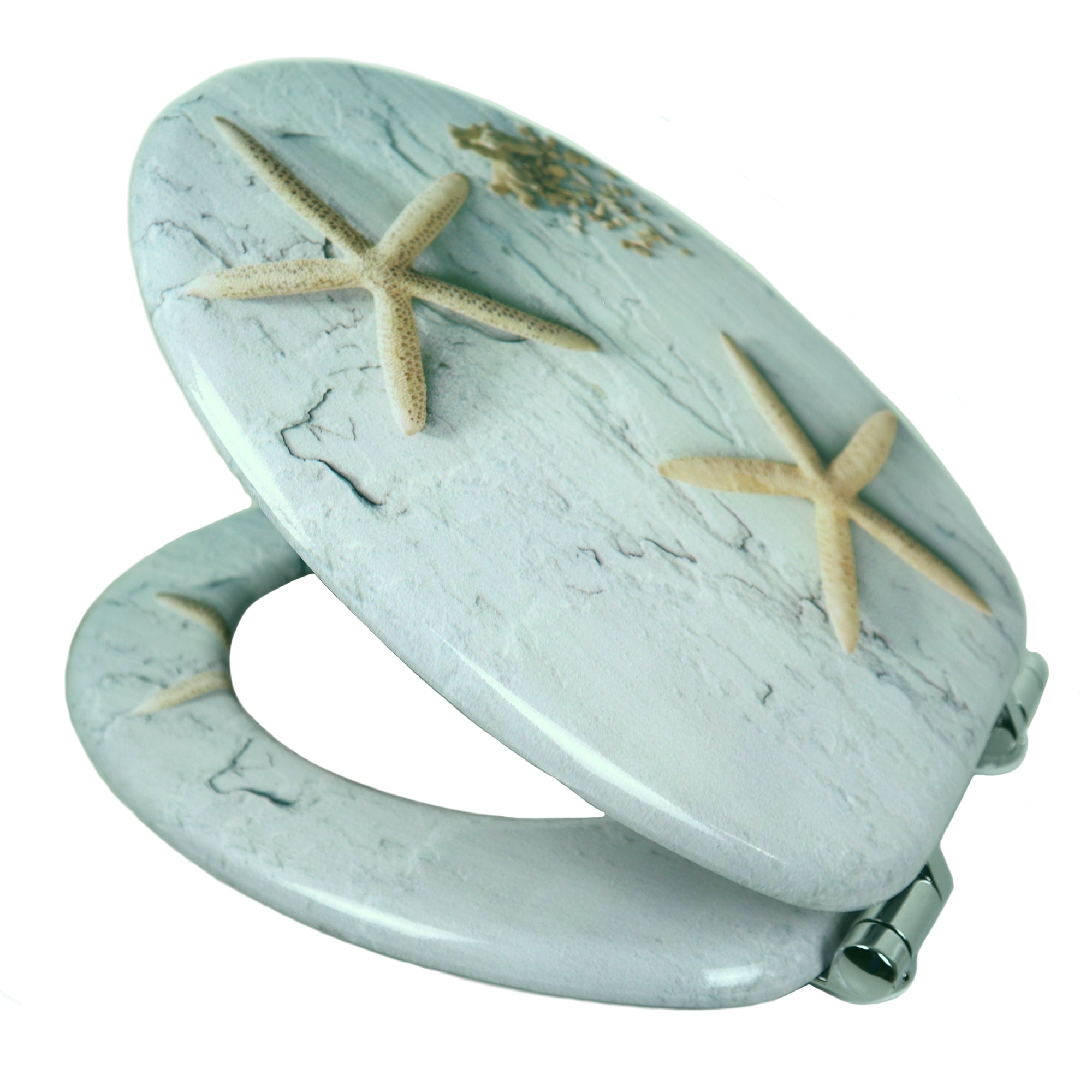 Sedile copri wc universale frizionato fantasia mdf chiusura rallentata *** fantasia stelle marine, confezione 1