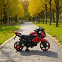 Moto Elettrica per Bambini 6V con Rotelle di Supporto Musica Faro per Bambini di 18-36 Mesi Rosso