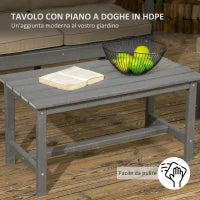 Salotto da Giardino con Divanetto, 2 Poltrone e Tavolino in HDPE con Cuscini, Grigio Scuro
