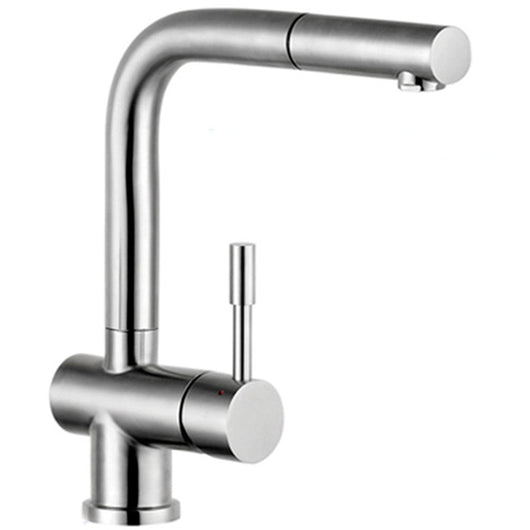 Miscelatore monocomando acciaio inox lavello canna alta estraibile squadro