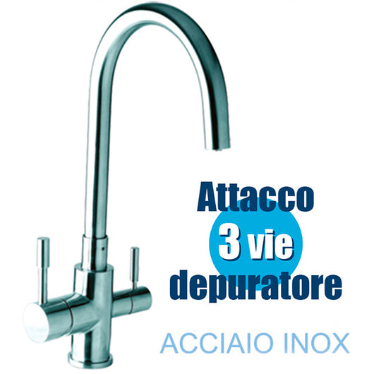 Miscelatore monocomando inox uscita separata per depuratore kitchen