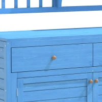 Armadio da giardino in legno con ripiani, armadio multifunzionale per esterni con piano aperto, 141,5x44x105 cm, Blu