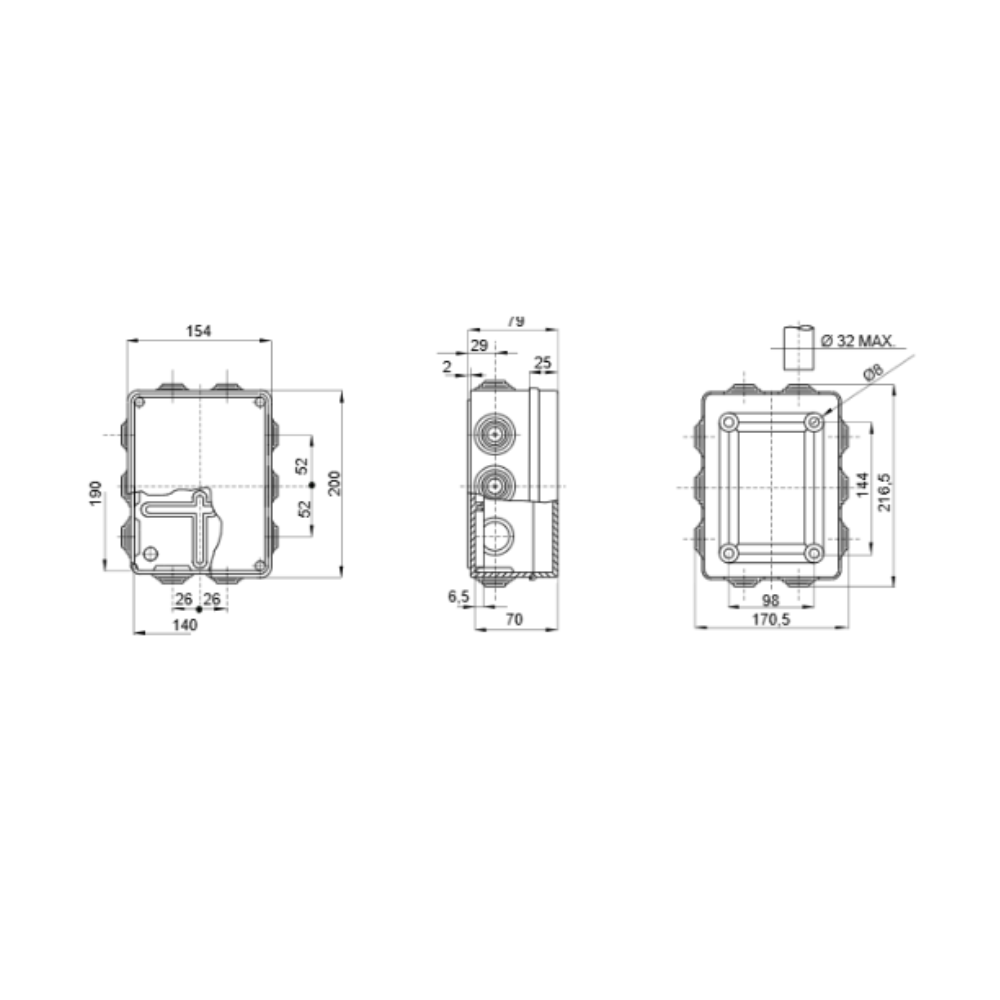 Scatole di derivazione gewiss serie 44 ce stagne in tecnopolimero ip55 *** dimensioni 190 x 140 x 70 millimetri, conf...