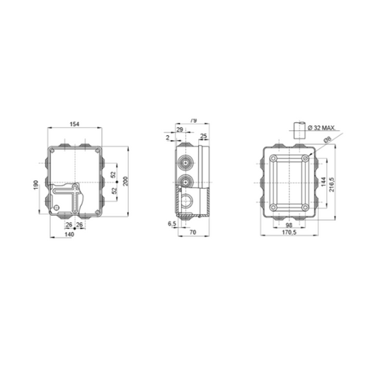 Scatole di derivazione gewiss serie 44 ce stagne in tecnopolimero ip55 *** dimensioni 190 x 140 x 70 millimetri, conf...