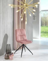 E-STYLO Sedia in tessuto rosa antico con gambe in metallo nero, imbottita, 43cm X 38cm H. 86.5cm.