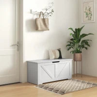 Cassapanca in Legno con Cerniere di Sicurezza, Panca Contenitore Capacità 127L, 100x40x45cm, Bianco