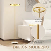 Lampada da Terra Moderna con Luce Dimmerabile con Interruttore a Pedale e 3 Luminosità, Oro