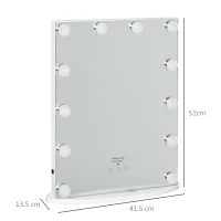 Specchio da Tavolo Professionale per Makeup con 12 Luci a LED Dimmerabili e Interruttore Touch in Stile Vintage