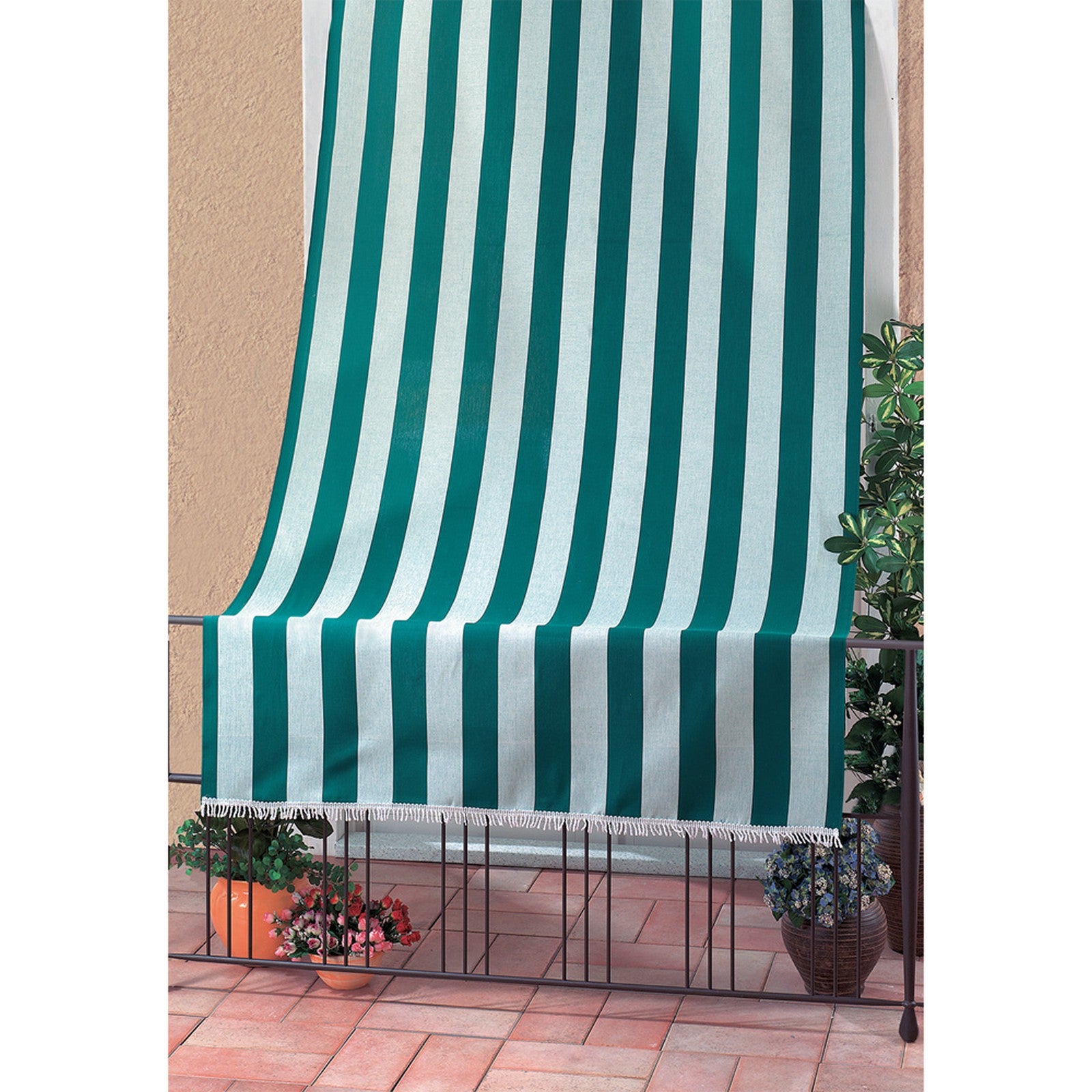 tenda da sole per sormonto cm.140 x h.250 - bianco/marrone cod:ferx.8048810nlm