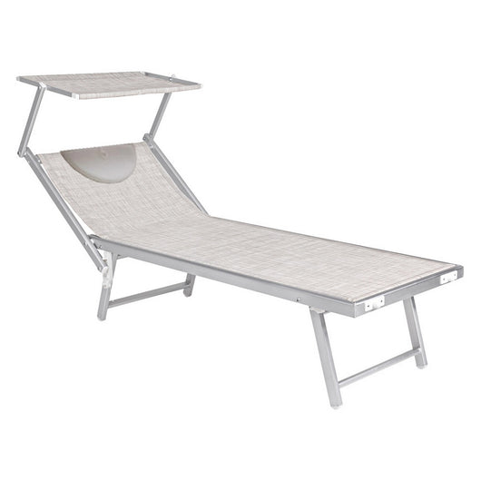 lettino spiaggia con parasole e poggiatesta 'budel singolo - cm. 188 x 67 x h.38 cod:ferx.6128890nlm