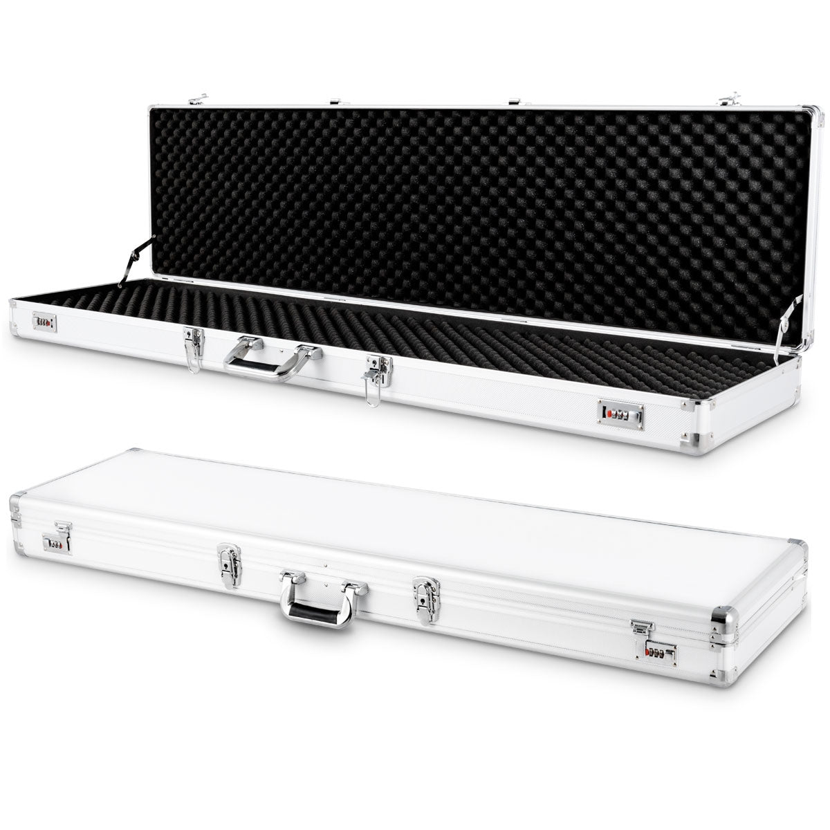 Custodia per fucili in alluminio, Valigetta con 2 serrature a combinazione Argento-Deposito utensili Tool