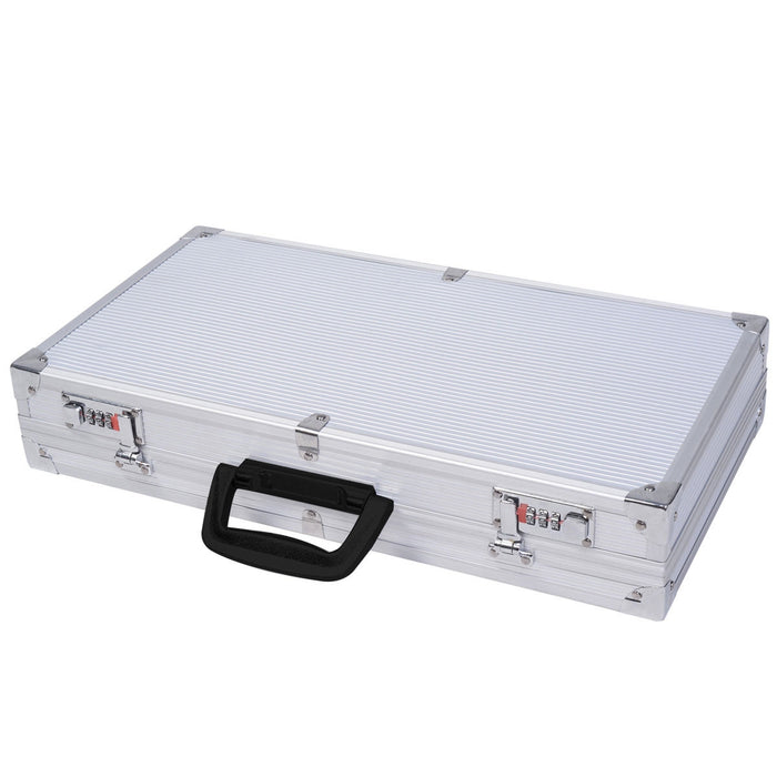 Custodia per armi in alluminio portatile Valigetta porta pistola con 2 serrature 47x25x8,5cm Argento-Deposito utensili Tool