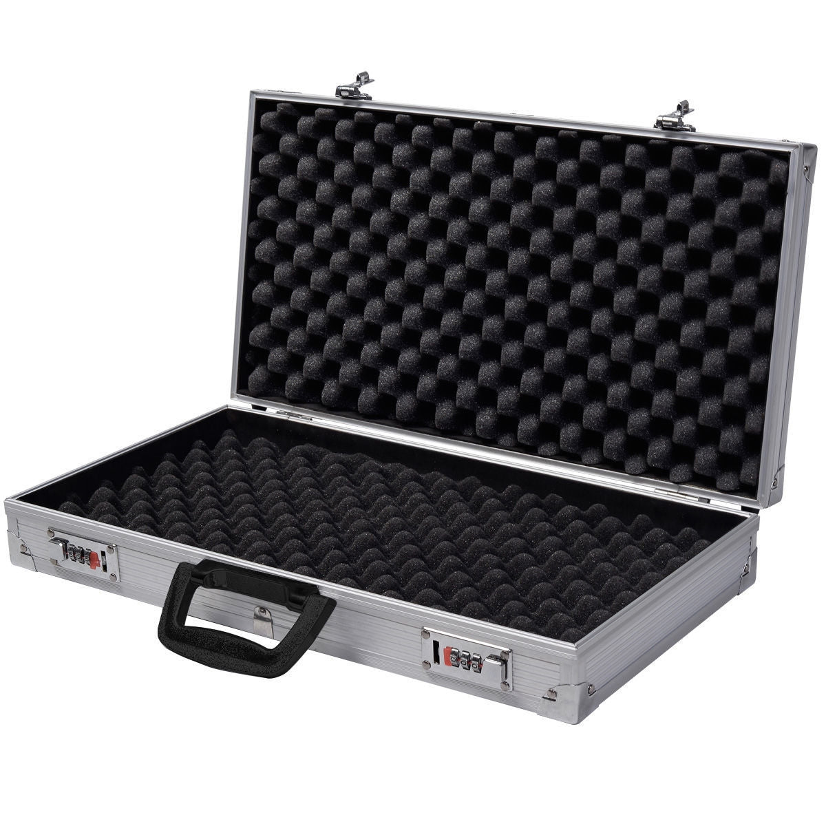 Custodia per armi in alluminio portatile Valigetta porta pistola con 2 serrature 47x25x8,5cm Argento-Deposito utensili Tool