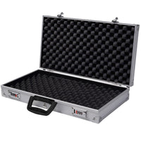 Custodia per armi in alluminio portatile Valigetta porta pistola con 2 serrature 47x25x8,5cm Argento-Deposito utensili Tool