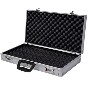 Custodia per armi in alluminio portatile Valigetta porta pistola con 2 serrature 47x25x8,5cm Argento-Deposito utensili Tool