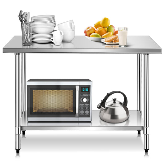 Tavolo da lavoro in acciaio multifunzione per supermercato, ristorante e negozio 122x61x90cm Argento-Tavoli da lavoro