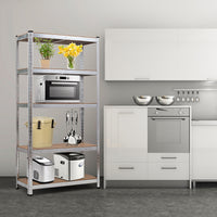 Scaffale con 5 livelli salva spazio-Organizer con struttura in acciaio resistente Argento