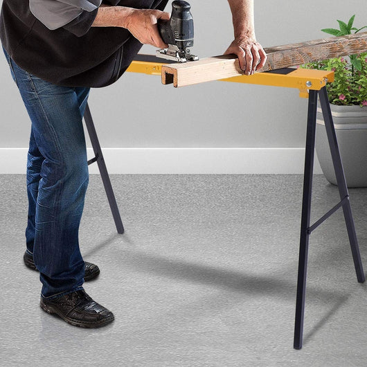 Set di 2 cavalletti pieghevoli in metallo per segare Cavalletto da lavoro portatile carico 275 kg-Tavoli da lavoro