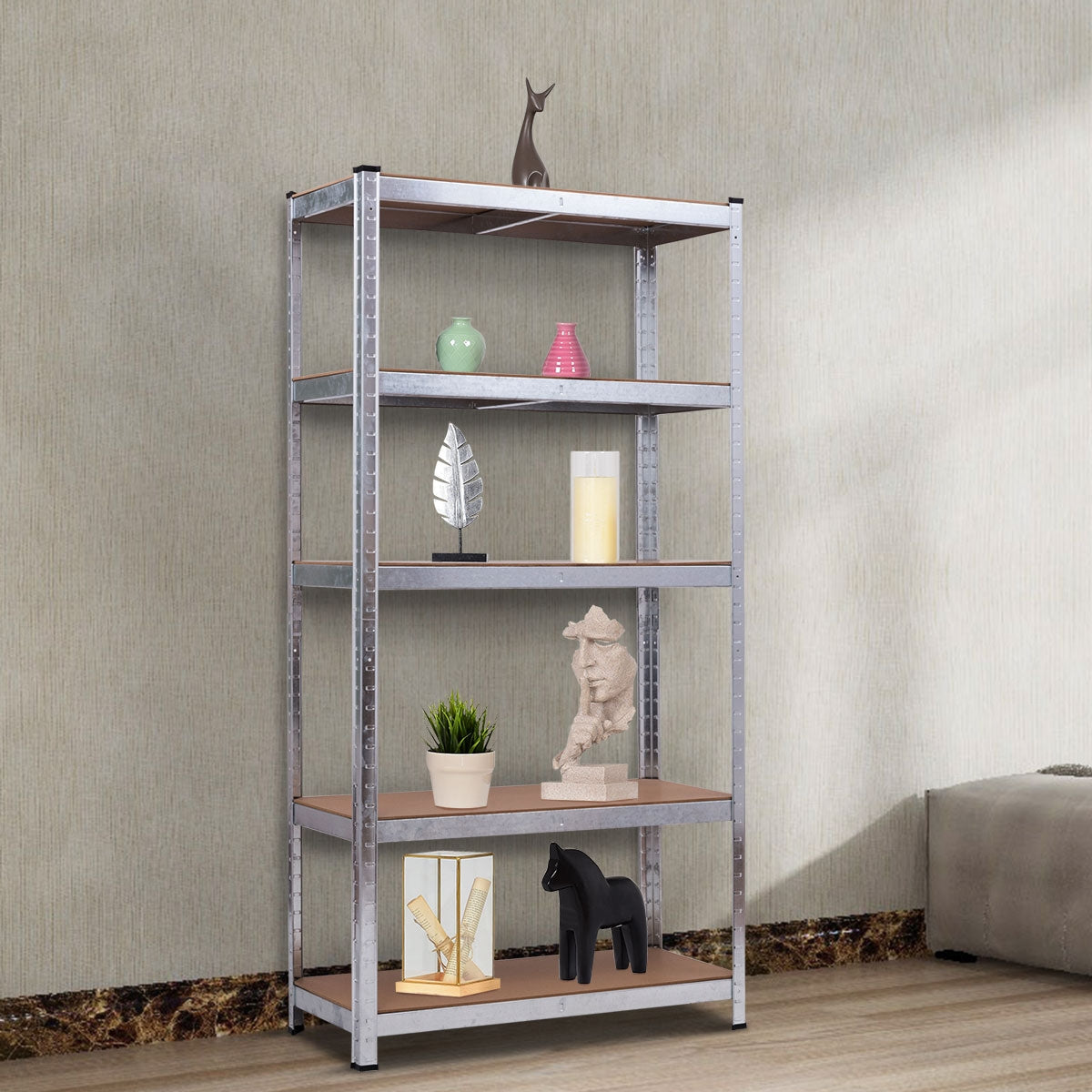 Scaffale con 5 livelli salva spazio-Organizer con struttura in acciaio resistente Argento