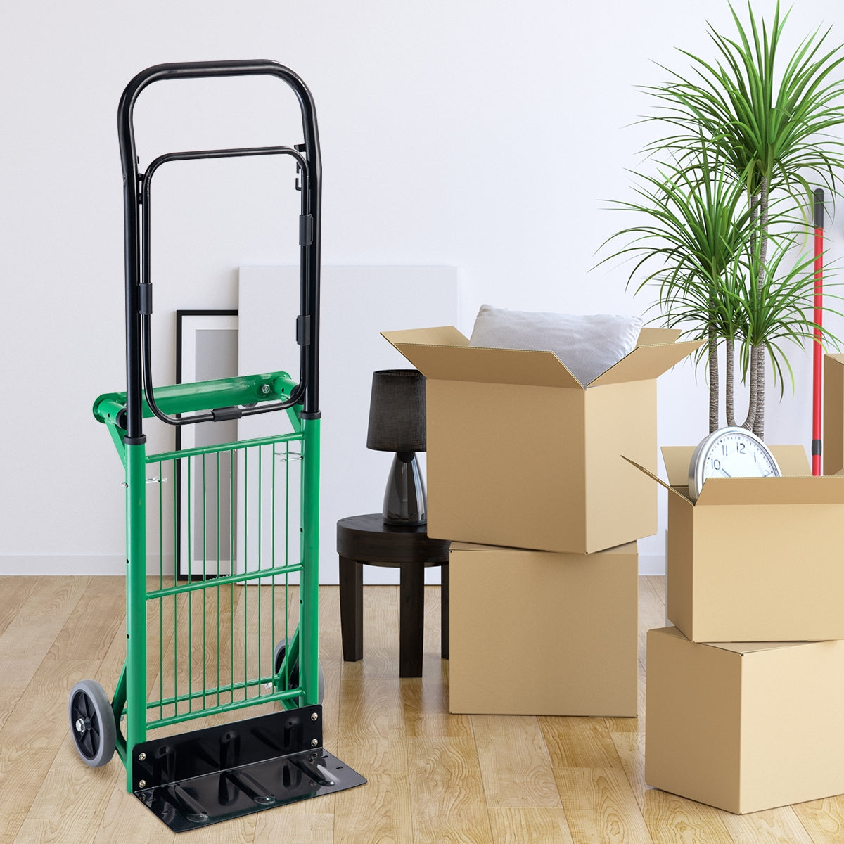 Carrello 2 in 1 con pianale pieghevole in acciaio, Carrello portapacchi multifunzione Carico a 90 kg-Deposito utensili Tool